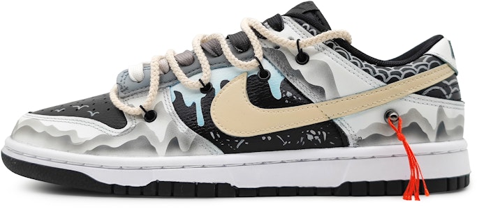 【定製球鞋】 Nike Dunk Low 龍遊萬川 栩栩江山 鱗片 國風國潮 尾繩可拆卸 低筒 板鞋 男款 米黑藍 Buy 【定製球鞋】 Nike Dunk Low 龍遊萬川 栩栩江山 鱗片 國風國潮 尾繩可拆卸 低筒 板鞋 男款 米黑藍