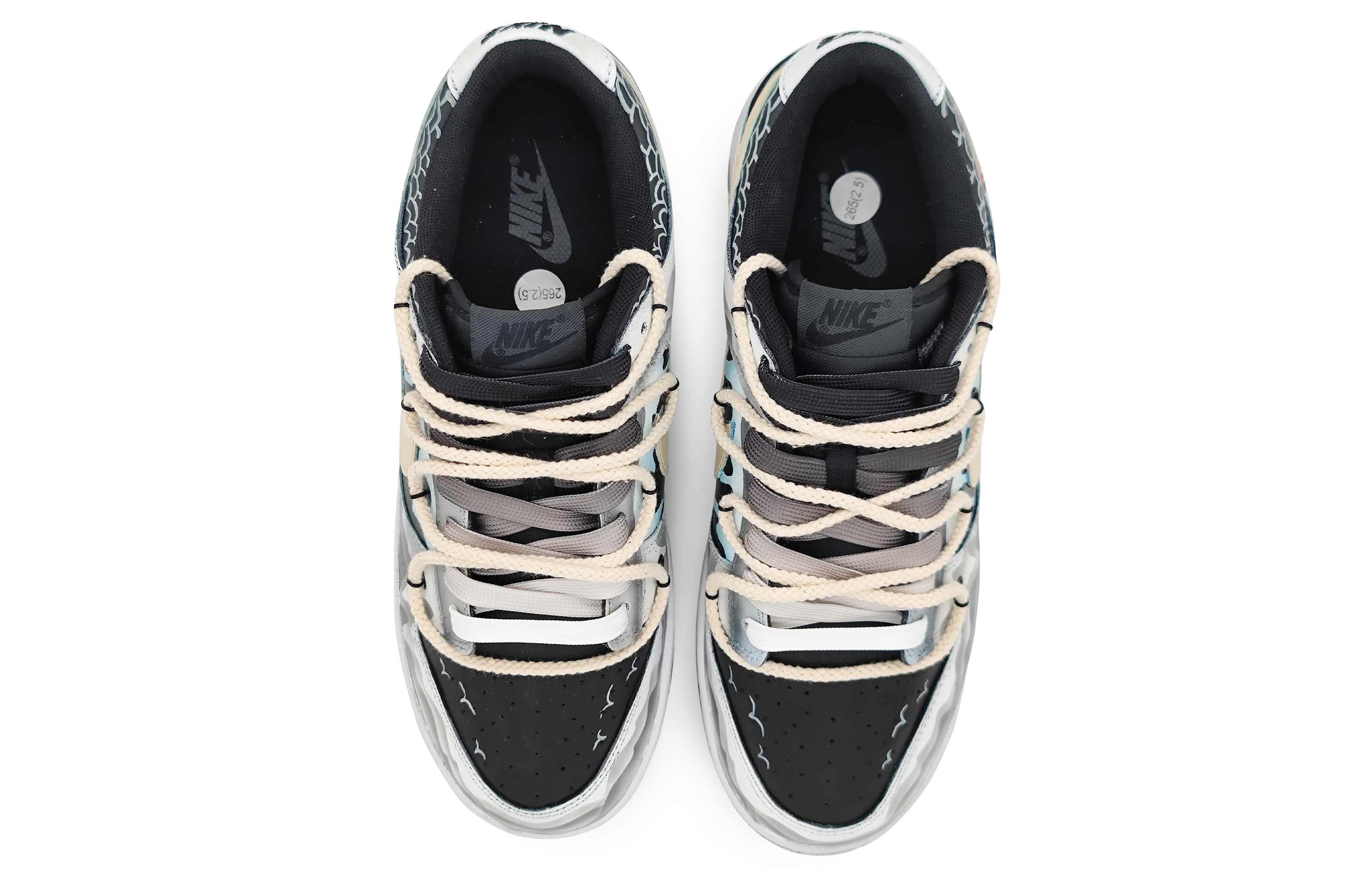 Shop 【定製球鞋】 Nike Dunk Low 龍遊萬川 栩栩江山 鱗片 國風國潮 尾繩可拆卸 低筒 板鞋 男款 米黑藍