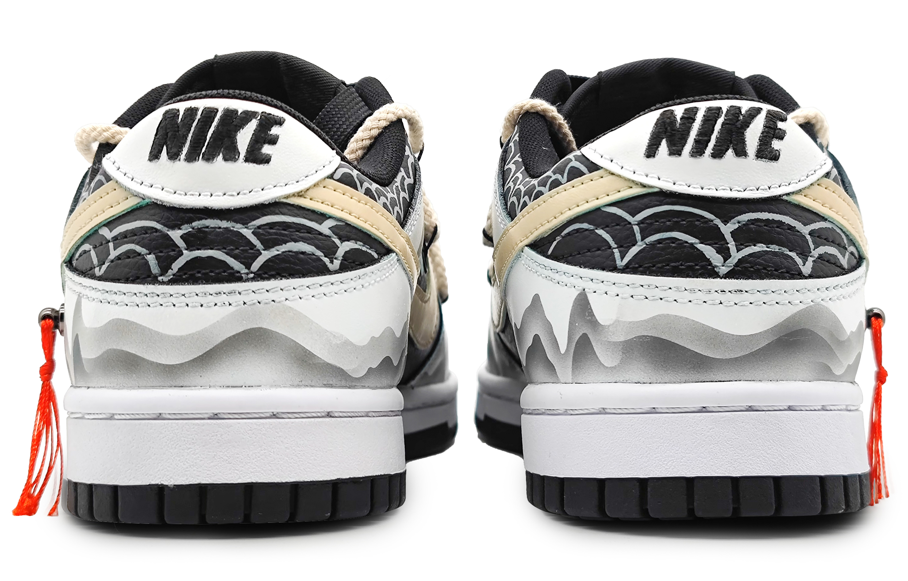 Purchase 【定製球鞋】 Nike Dunk Low 龍遊萬川 栩栩江山 鱗片 國風國潮 尾繩可拆卸 低筒 板鞋 男款 米黑藍