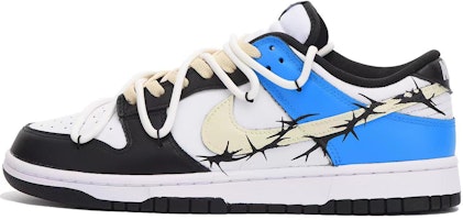 【訂製球鞋】Nike Dunk Low 潮流荊棘 活力閃電 街頭 低筒 板鞋 GS 黑藍米白 Buy 【訂製球鞋】Nike Dunk Low 潮流荊棘 活力閃電 街頭 低筒 板鞋 GS 黑藍米白
