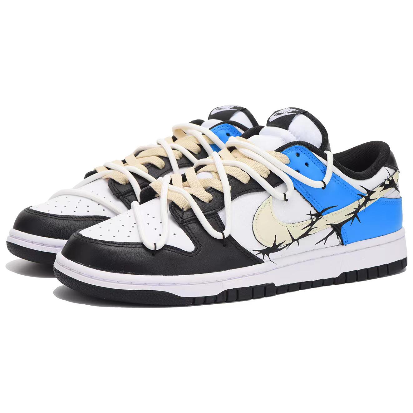 Lookbook [Sneaker Custom] Nike Dunk Low 'Hitam Biru Krim Duri' CW1590-100（Team32-女款闪电荆棘）
