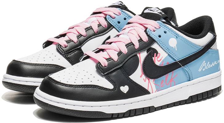 【定制球鞋】 Nike Dunk Low 野鶴製造 禮物 黑藍腳趾 解構雙鞋帶 低幫 板鞋 GS 黑藍 Lookbook 【定制球鞋】 Nike Dunk Low 野鶴製造 禮物 黑藍腳趾 解構雙鞋帶 低幫 板鞋 GS 黑藍