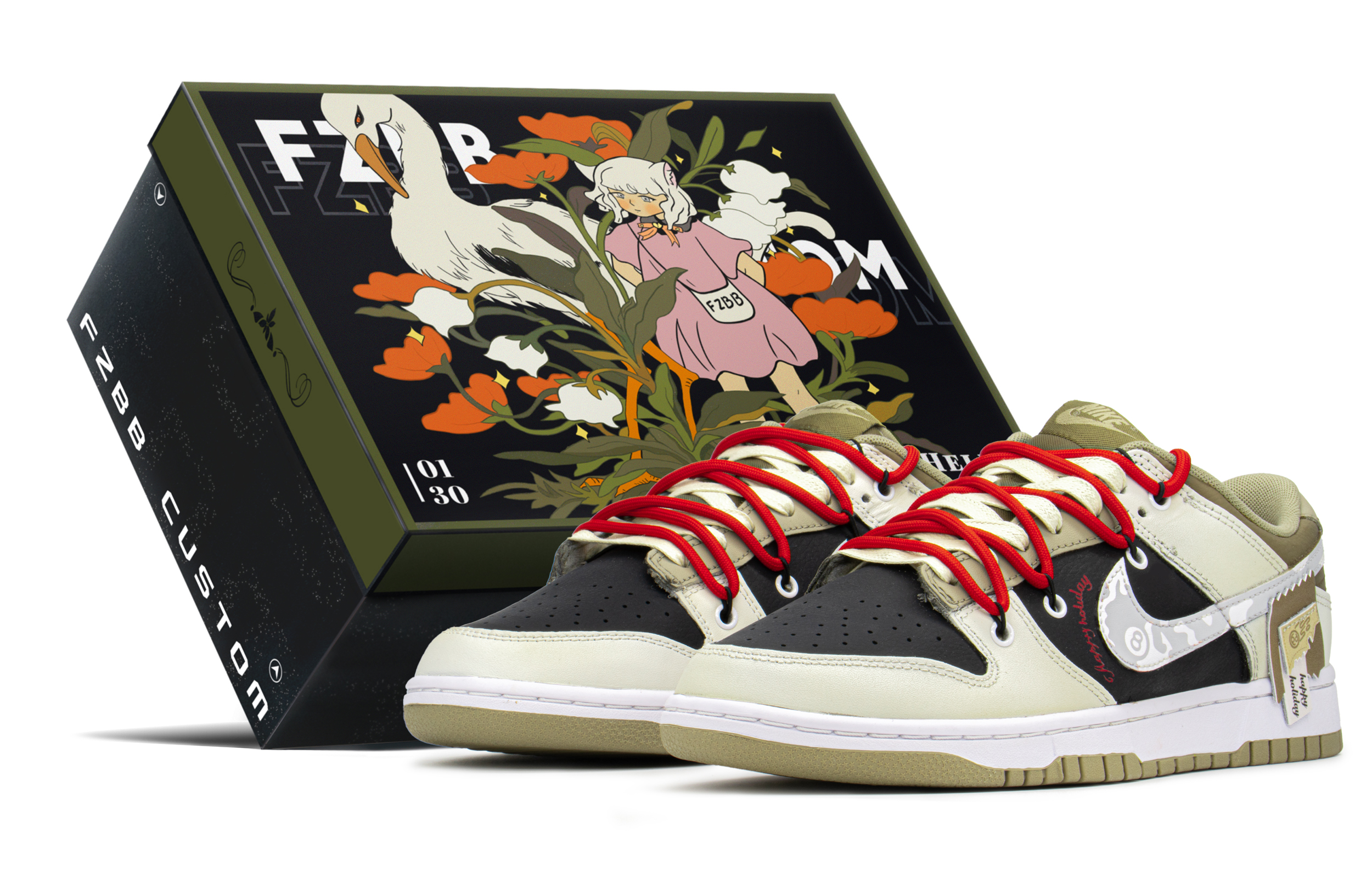 Buy 【定製球鞋】Nike Dunk Low 減齡穿搭 探索 解構鞋帶 禮盒 低幫 板鞋 男款 黑棕