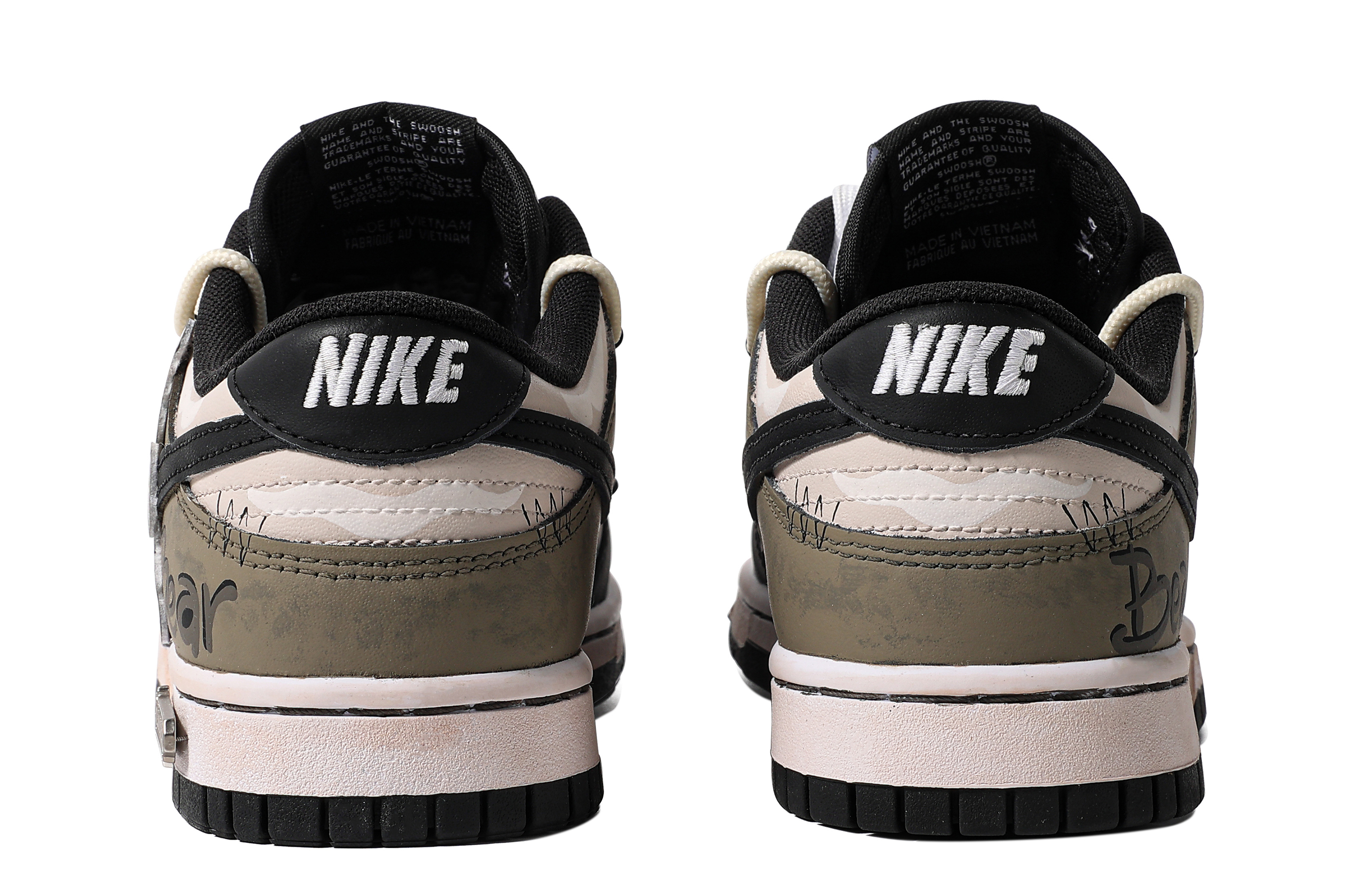 Shop 나이키 덩크 로우 '블랙 브라운' (커스텀) CW1590-100(TeamM-女款布偶熊S-BOX)