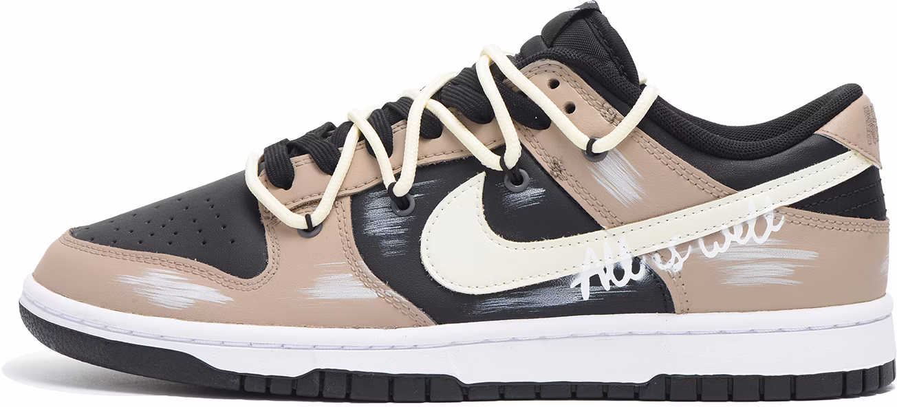 custom-shoes-nike-dunk-low-black-brown-deconstructed