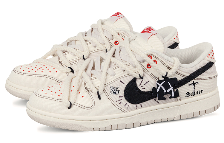 Shop 【訂製球鞋】 Nike Dunk Low 天祐愛人 嘻哈街頭 夏日戶外 麻繩復古 刺子銹做舊 高街 低筒 板鞋 男款 黑棕