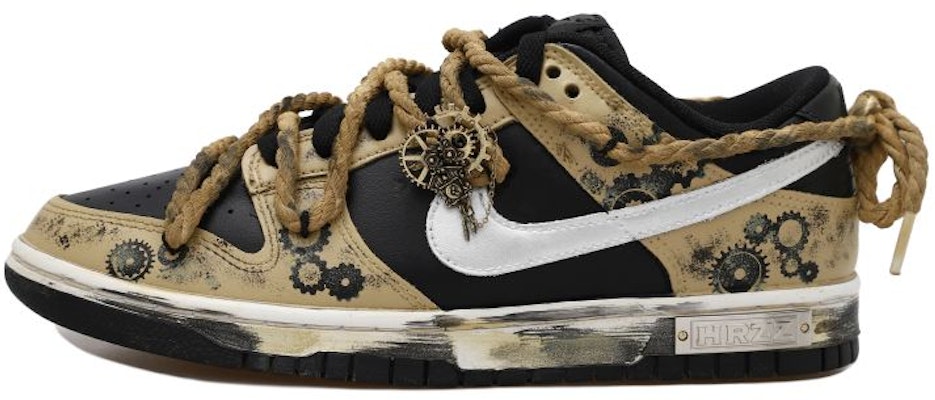 【訂製球鞋】 Nike Dunk Low 時間齒輪 HRZZ 銀勾 做舊 麻繩 解構鞋帶 禮盒 低筒 板鞋 GS 黑棕 Buy 【訂製球鞋】 Nike Dunk Low 時間齒輪 HRZZ 銀勾 做舊 麻繩 解構鞋帶 禮盒 低筒 板鞋 GS 黑棕