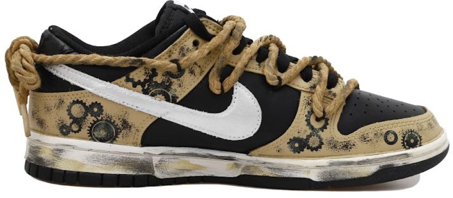 【訂製球鞋】 Nike Dunk Low 時間齒輪 HRZZ 銀勾 做舊 麻繩 解構鞋帶 禮盒 低筒 板鞋 GS 黑棕 Order 【訂製球鞋】 Nike Dunk Low 時間齒輪 HRZZ 銀勾 做舊 麻繩 解構鞋帶 禮盒 低筒 板鞋 GS 黑棕