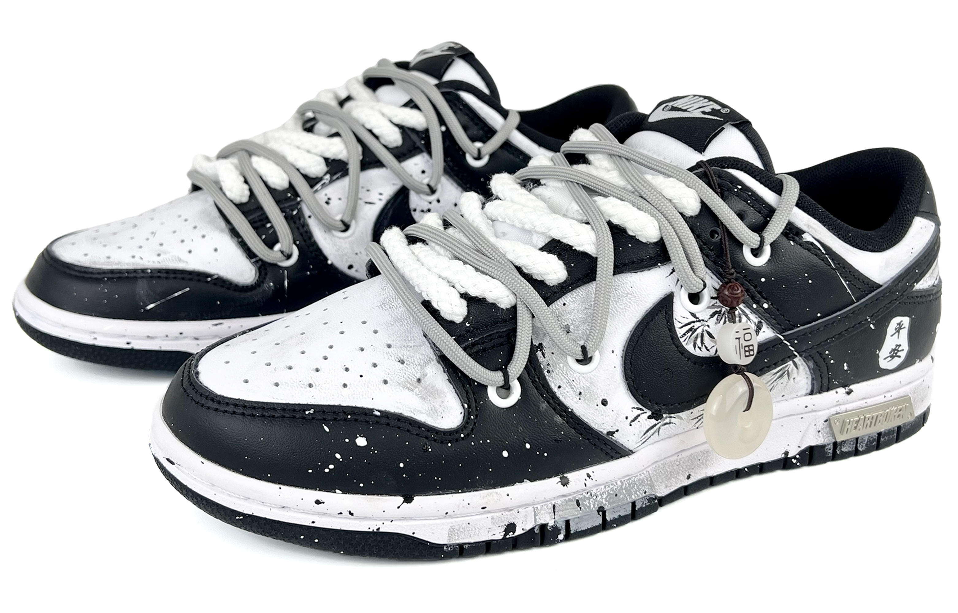 Lookbook [Kasut Custom] Nike Dunk Low 'Percikan Dakwat Cina Hitam' DD1391-100(Team45-平安喜乐)