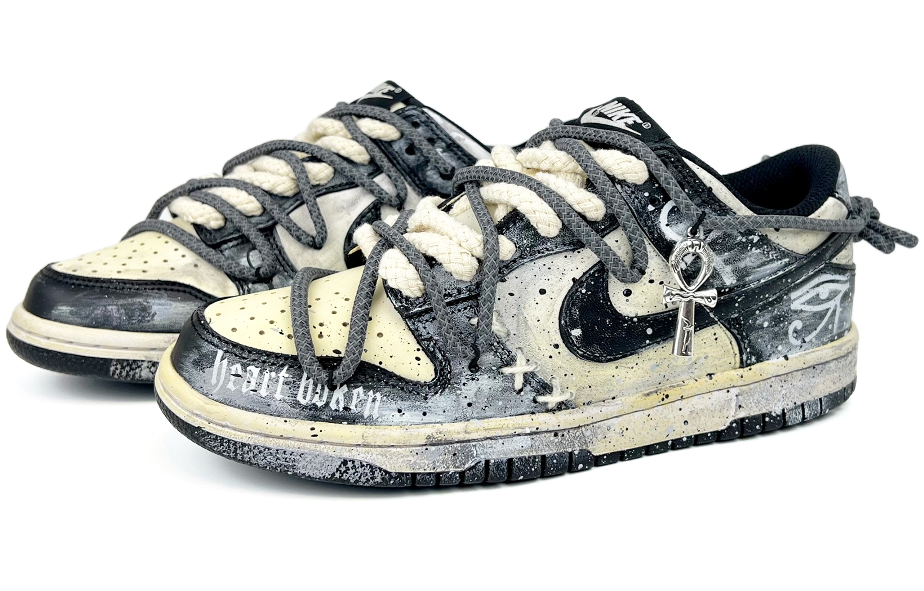 Lookbook [定制鞋] 耐克Dunk Low '黑色哥特绳' CW1590-100(Team45-上帝之眼)