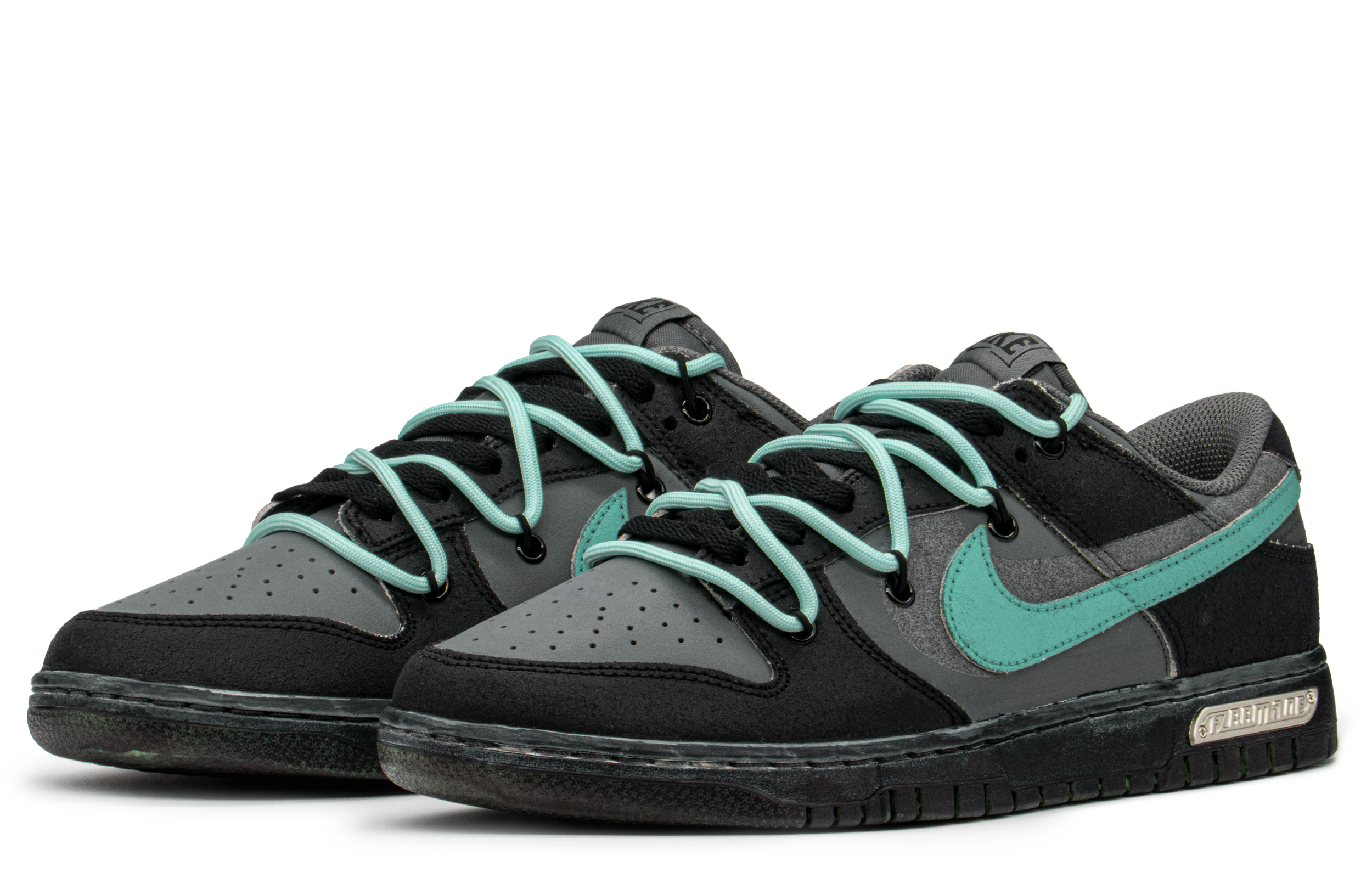 Lookbook [Zapatillas Personalizadas] Nike Dunk Low 'Negro Gris Verde Diamante' DQ7681-001(TeamA-DK钻石)