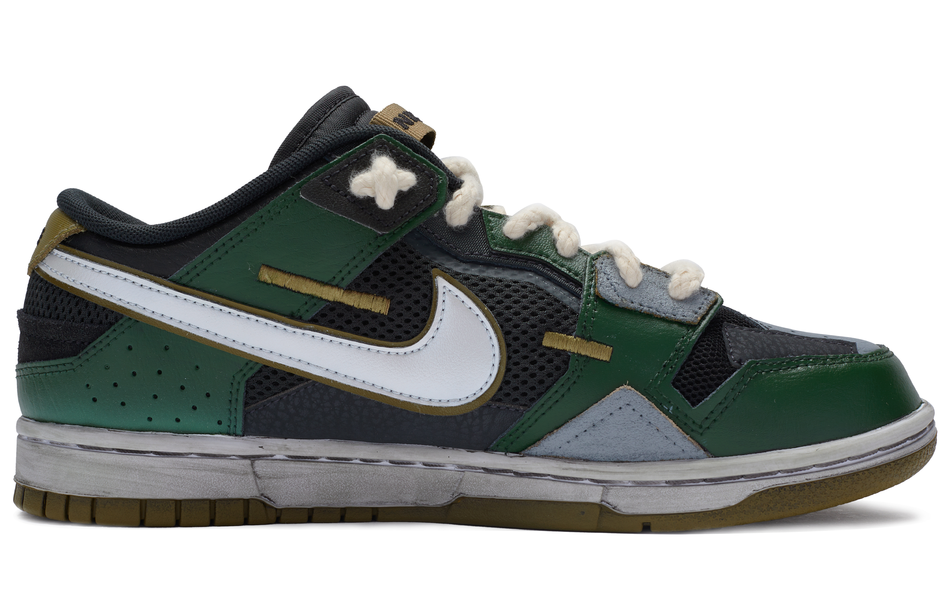 Order Nike Dunk Low カスタム ブラック/グリーン/グレー/ホワイト DM0128-001(TeamR-男款飞鸟)