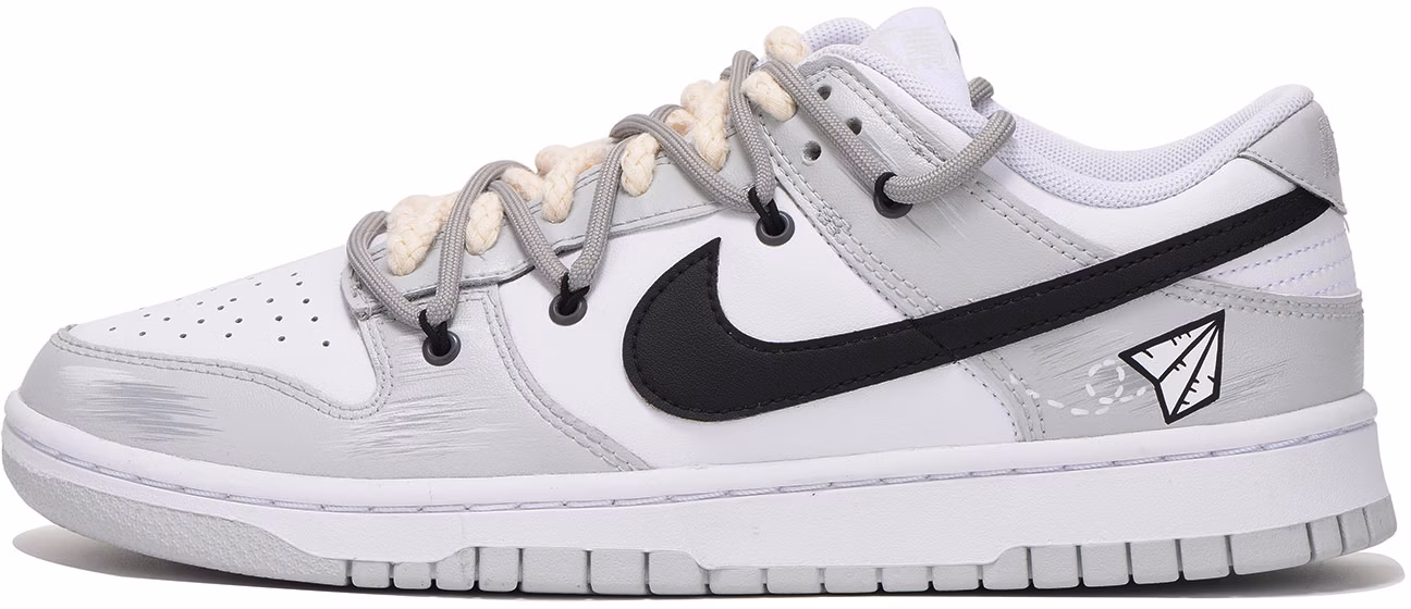 custom-shoes-nike-dunk-low-black-grey-deconstructed-paper-plane