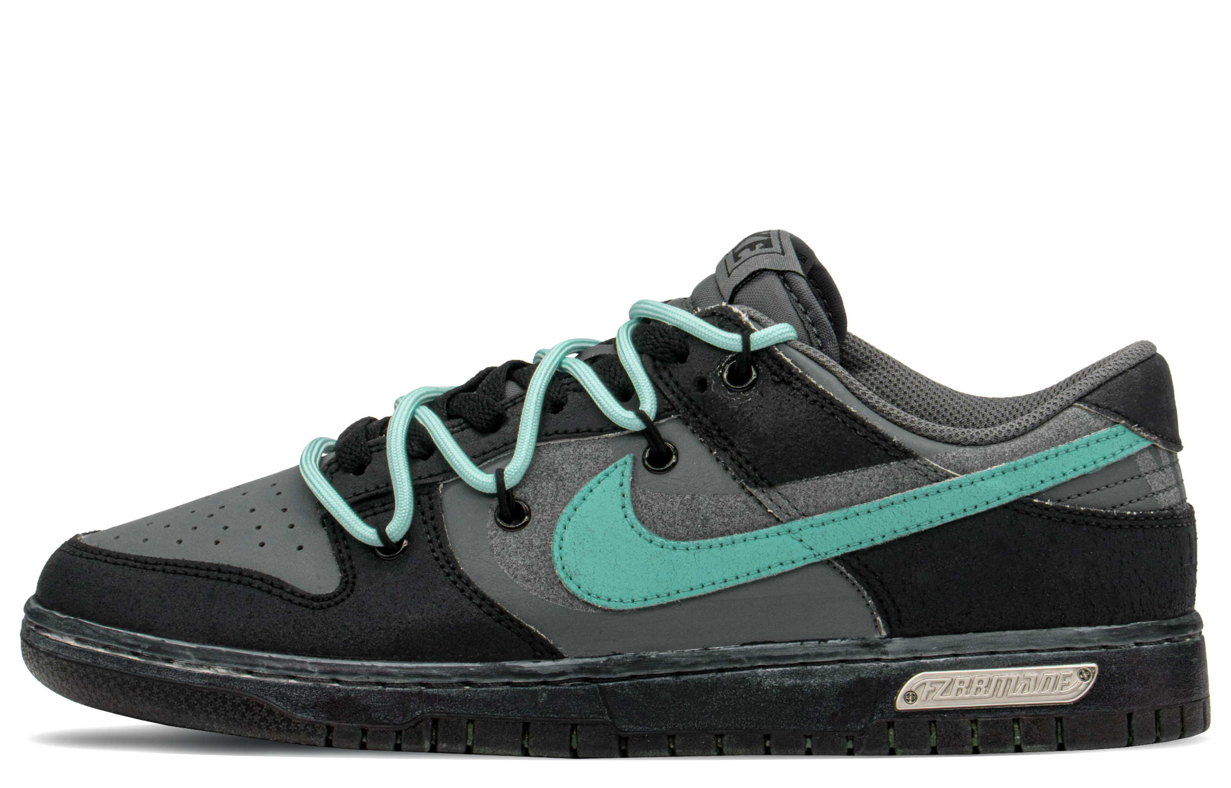 Buy [Zapatillas Personalizadas] Nike Dunk Low 'Negro Gris Verde' DQ7681-001(TeamA-DK钻石S-BOX)