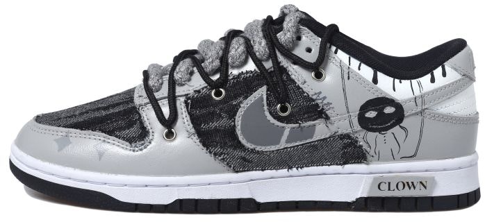 custom-shoes-nike-dunk-low-black-grey-patchwork-retro
