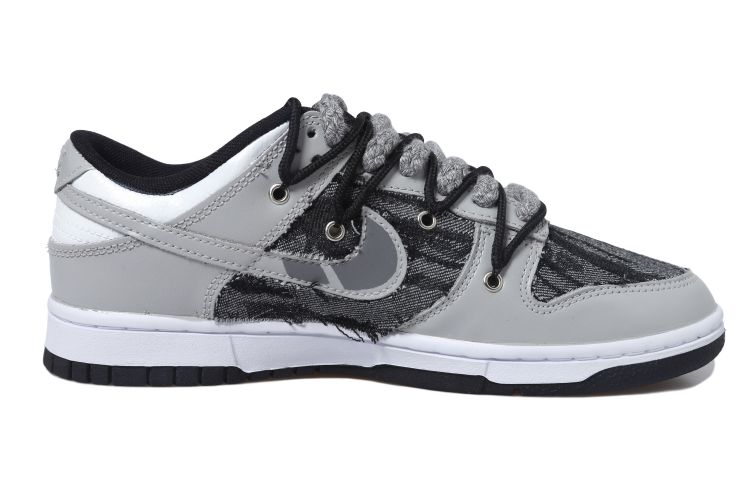 Order [Kasut Custom] Nike Dunk Low 'Hitam Kelabu Patchwork Retro' DD1391-100(Team拾玖-贴布小人男S-BOX)