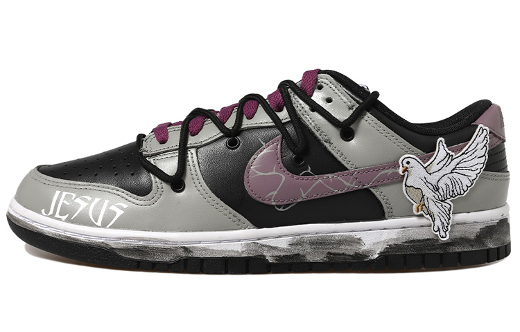 Buy 나이키 덩크 로우 '블랙 그레이 퍼플 디컨 피죤' (커스텀) DJ6188-002(Team拾玖-黑灰鸽子男S-BOX)