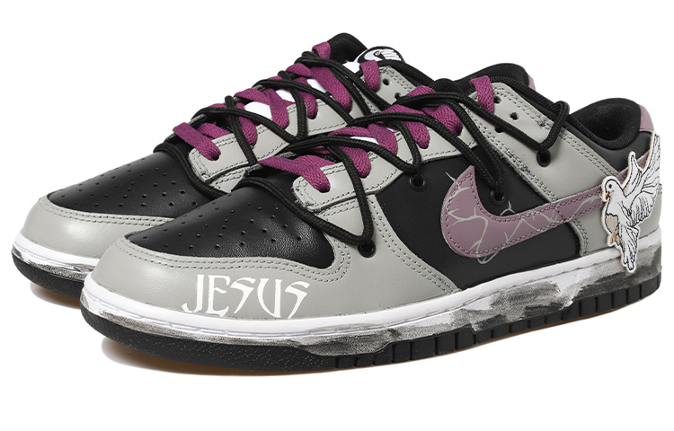 Lookbook 나이키 덩크 로우 '블랙 그레이 퍼플 디컨 피죤' (커스텀) DJ6188-002(Team拾玖-黑灰鸽子男S-BOX)