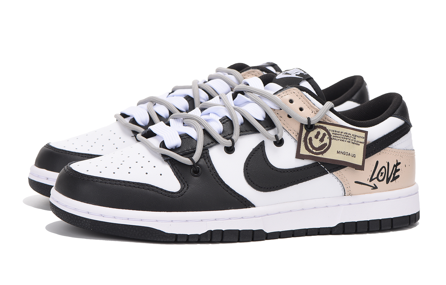 Lookbook [Sepatu Custom] Nike Dunk Low 'Black Khaki Smiley Vibe' DD1391-100(Team拾伍-男款卡其黑SBOX)