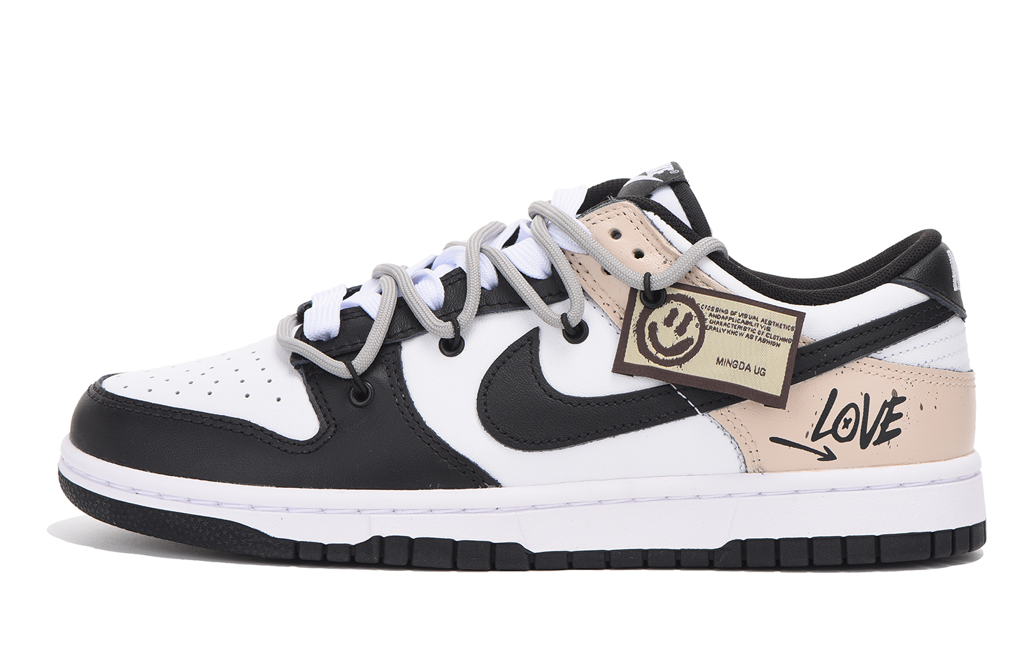 Order 【訂製球鞋】 Nike Dunk Low 解構 vibe風 笑臉 高街 低筒 板鞋 GS 黑卡其
