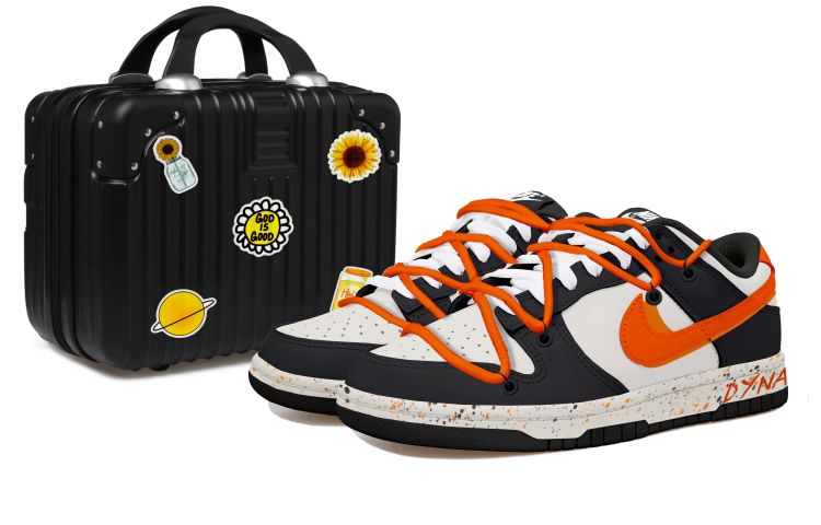 Buy 나이키 덩크 로우 '블랙 오렌지 베이지 해체 오션' (커스텀) DD1391-100(Team拾玖-泼墨活力橙S-BOX)