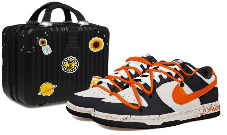 custom-shoes-nike-dunk-low-black-orange-beige-deconstructed-ocean