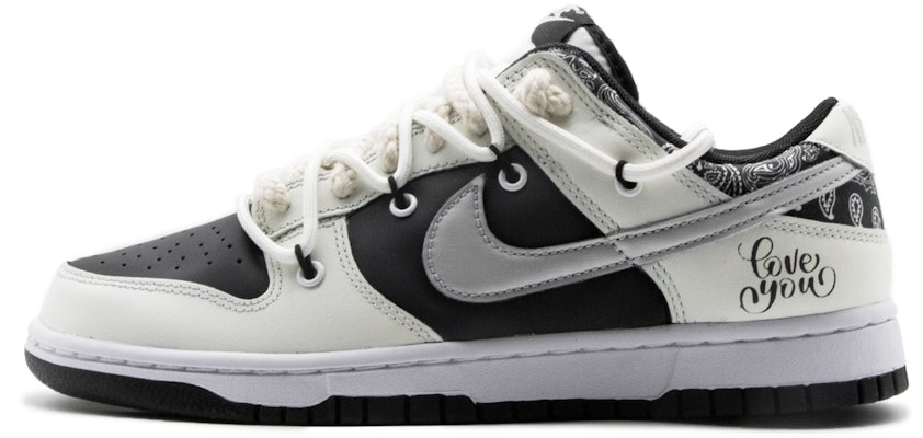 【客製化球鞋】 Nike Dunk Low 高街風 腰果花 解構 復古做舊 低筒 滑板鞋 GS 黑白 Buy 【客製化球鞋】 Nike Dunk Low 高街風 腰果花 解構 復古做舊 低筒 滑板鞋 GS 黑白