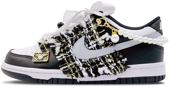 Zapatillas Nike Dunk Low 'Panda Negro - Cordones Seda Cadena Perla' CW1590-100(Team68-女款黑金小香风) Buy Zapatillas Nike Dunk Low 'Panda Negro - Cordones Seda Cadena Perla' CW1590-100(Team68-女款黑金小香风)