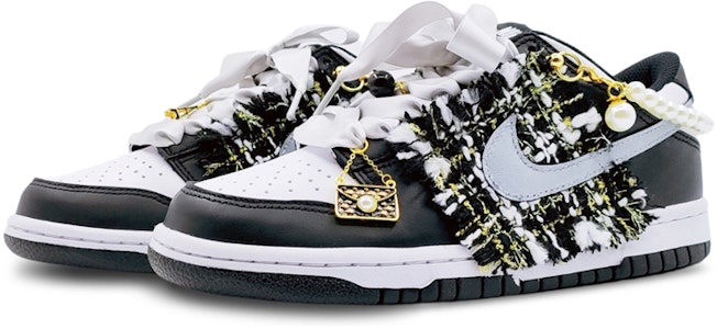 Zapatillas Nike Dunk Low 'Panda Negro - Cordones Seda Cadena Perla' CW1590-100(Team68-女款黑金小香风) Lookbook Zapatillas Nike Dunk Low 'Panda Negro - Cordones Seda Cadena Perla' CW1590-100(Team68-女款黑金小香风)