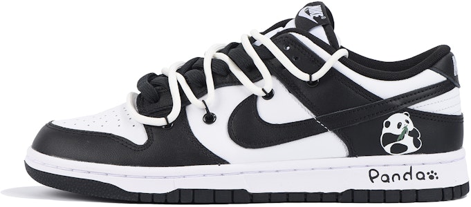 【定製球鞋】Nike Dunk Low "Black"黑白熊貓Vibe風 流行 高街 解構 低筒 板鞋 GS 黑白 Buy 【定製球鞋】Nike Dunk Low "Black"黑白熊貓Vibe風 流行 高街 解構 低筒 板鞋 GS 黑白