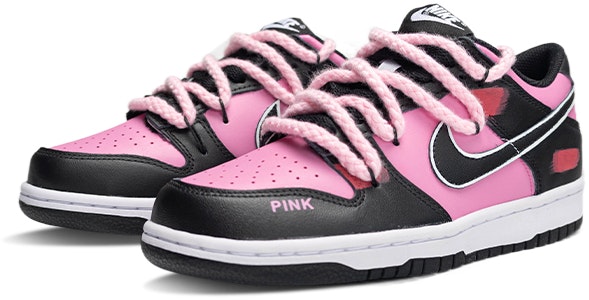 나이키 덩크 로우 '블랙핑크' (커스텀) CW1590-100(Team拾陆-樱红黑粉大童) Shop 나이키 덩크 로우 '블랙핑크' (커스텀) CW1590-100(Team拾陆-樱红黑粉大童)