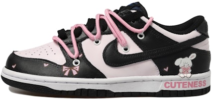 【定制球鞋】Nike Dunk Low HR製造 復古 小兔 蝴蝶結 愛心 解構鞋帶 低幫 板鞋 GS 黑粉 Buy 【定制球鞋】Nike Dunk Low HR製造 復古 小兔 蝴蝶結 愛心 解構鞋帶 低幫 板鞋 GS 黑粉