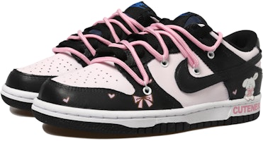 【定制球鞋】Nike Dunk Low HR製造 復古 小兔 蝴蝶結 愛心 解構鞋帶 低幫 板鞋 GS 黑粉 Lookbook 【定制球鞋】Nike Dunk Low HR製造 復古 小兔 蝴蝶結 愛心 解構鞋帶 低幫 板鞋 GS 黑粉
