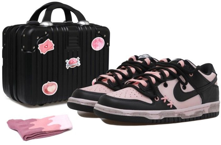 custom-shoes-nike-dunk-low-black-pink-deconstructed-cw-1590-100-team-s-box