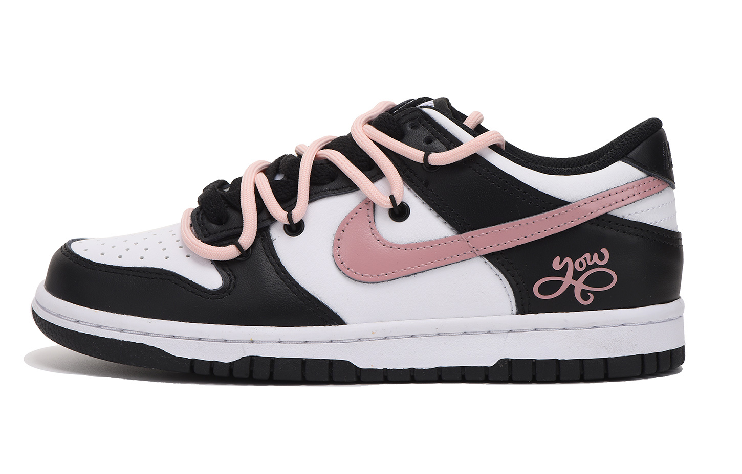 Buy [Zapatos Personalizados] Nike Dunk Low 'Negro Rosa Desestructurado Regalo' CW1590-100(Team拾伍-女款黑粉)