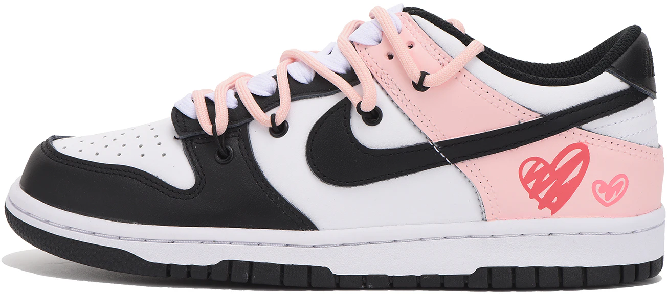 custom-shoes-nike-dunk-low-black-pink-deconstructed-heart