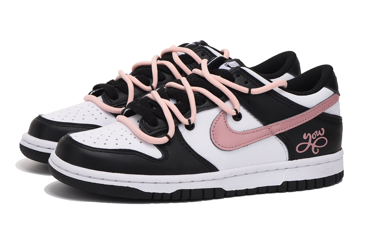 Order [Zapatos Personalizados] Nike Dunk Low 'Negro Rosa Desestructurado Regalo' CW1590-100(Team拾伍-女款黑粉)