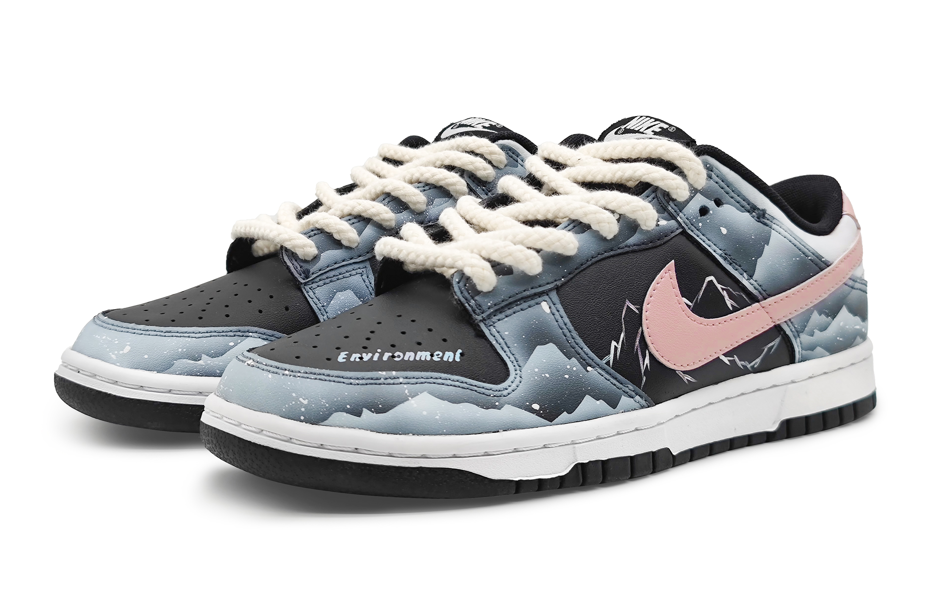 Lookbook [Kasut Tersuai] Nike Dunk Low 'Hitam Merah Jambu Glasier' FD1232-001(Team16-女款南极冰川粉)