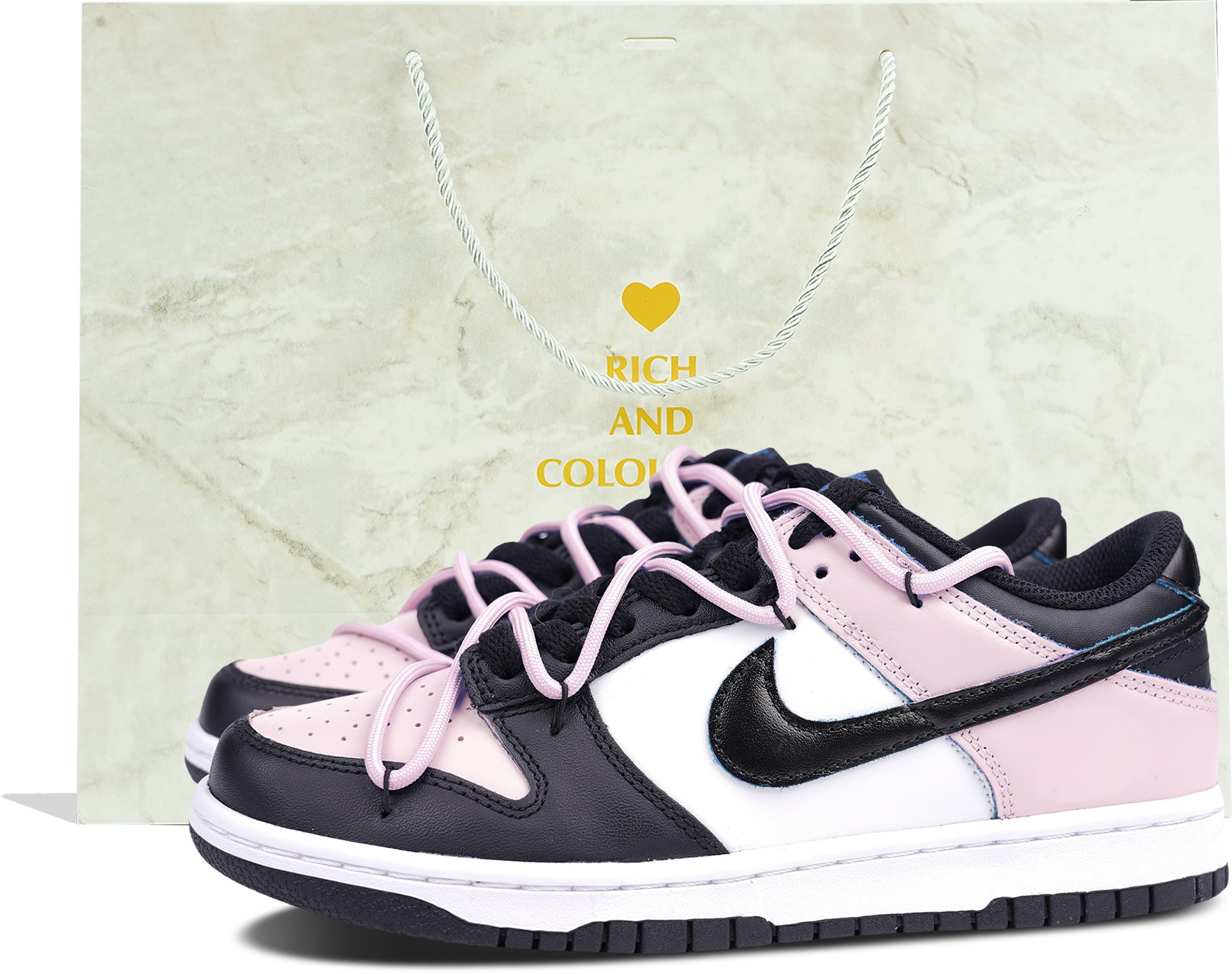 custom-shoes-nike-dunk-low-black-pink-toe-deconstructed