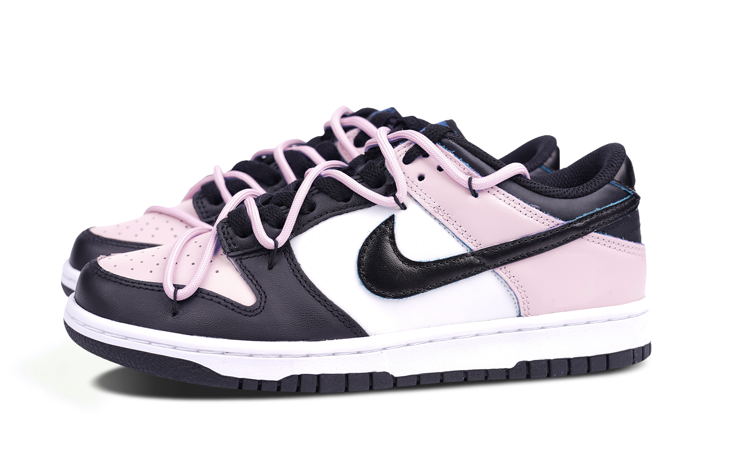 Shop [Sepatu Custom] Nike Dunk Low 'Black Pink Toe Deconstructed' CW1590-100(Team86-黑粉脚趾SBOX)