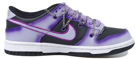 【客製球鞋】Nike Dunk Low 蝙蝠 天使 字母 十字架 鏈條 復古 解構風 低筒 板鞋 GS 黑紫 Order 【客製球鞋】Nike Dunk Low 蝙蝠 天使 字母 十字架 鏈條 復古 解構風 低筒 板鞋 GS 黑紫