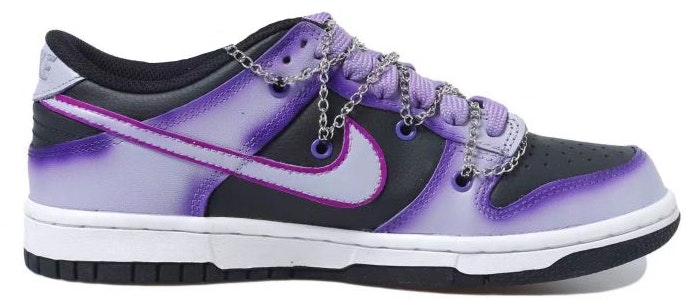 【客製球鞋】Nike Dunk Low 蝙蝠 天使 字母 十字架 鏈條 復古 解構風 低筒 板鞋 GS 黑紫 Order 【客製球鞋】Nike Dunk Low 蝙蝠 天使 字母 十字架 鏈條 復古 解構風 低筒 板鞋 GS 黑紫