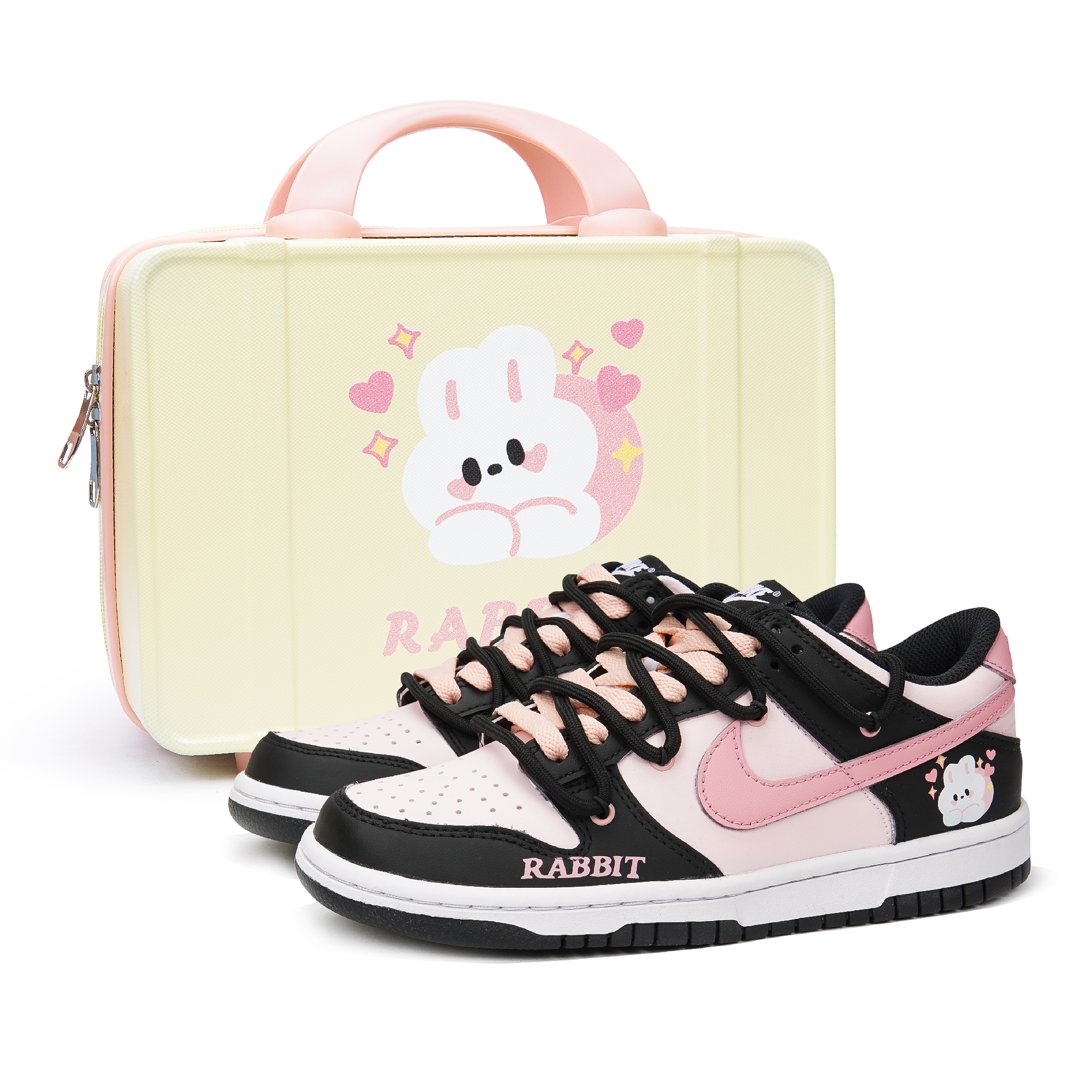 Buy [Kasut Custom] Nike Dunk Low 'Black Raspberry' CW1590-100(Teamp-爱心小兔黑粉）