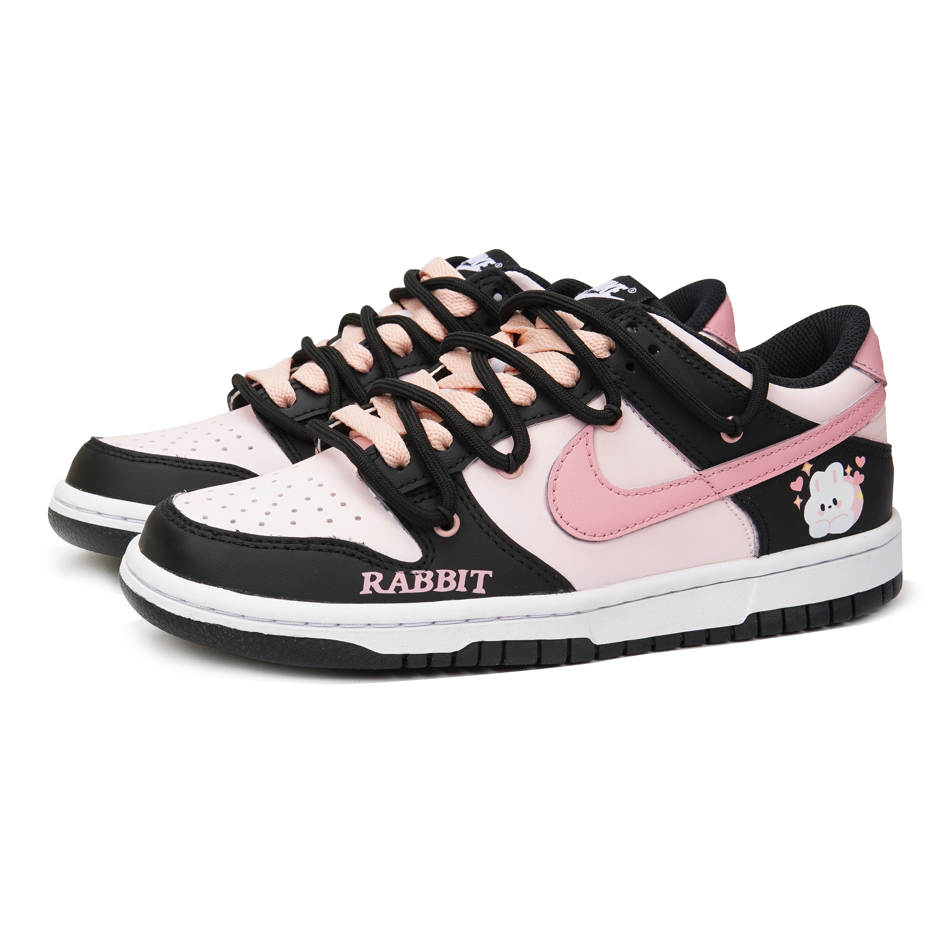 Shop [Kasut Custom] Nike Dunk Low 'Black Raspberry' CW1590-100(Teamp-爱心小兔黑粉）