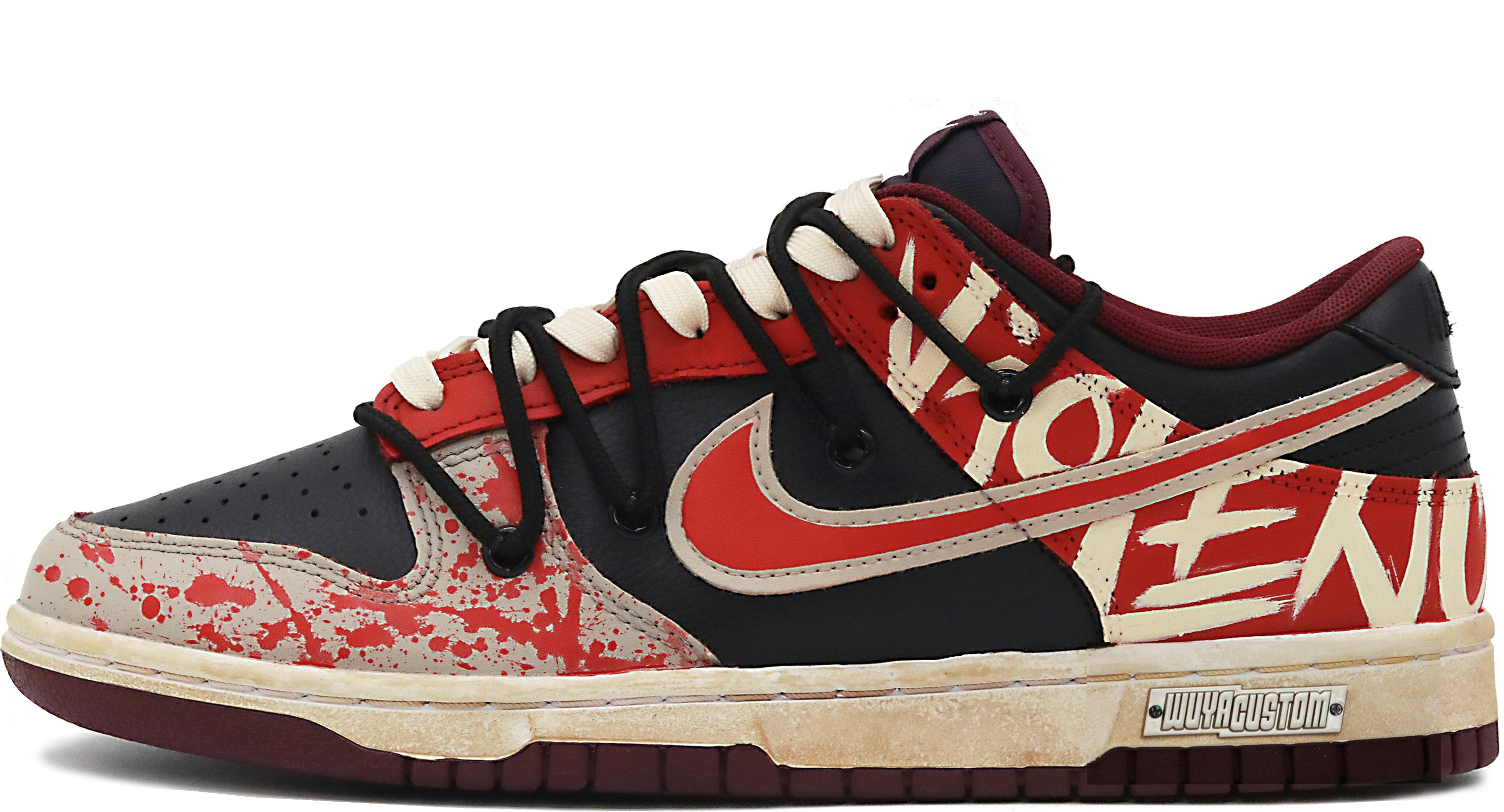custom-shoes-nike-dunk-low-black-red-graffiti