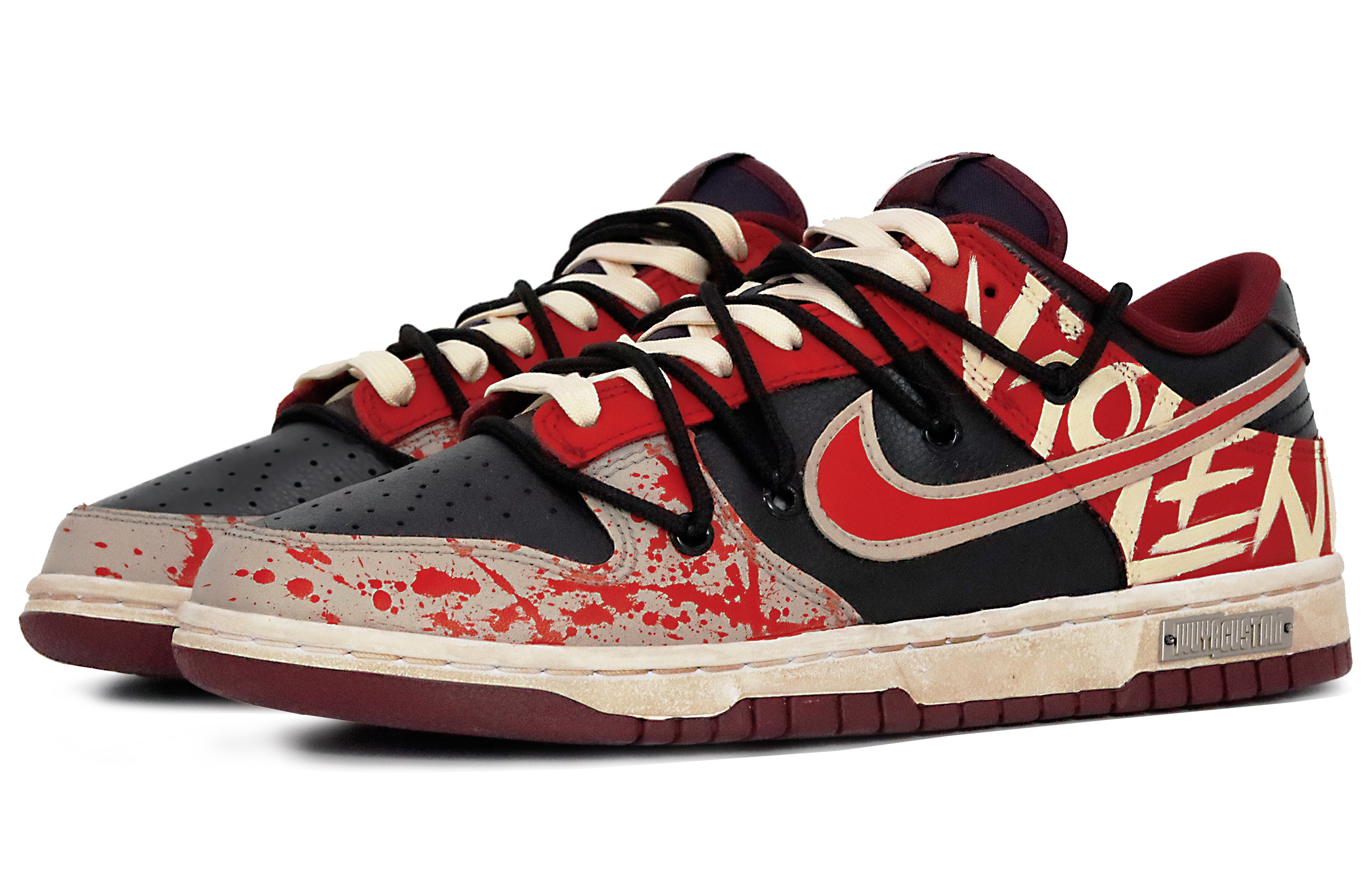 Lookbook [Kasut Rekaan] Nike Dunk Low 'Grafiti Hitam Merah' DJ6188-600(Team52-暴力美学男款)
