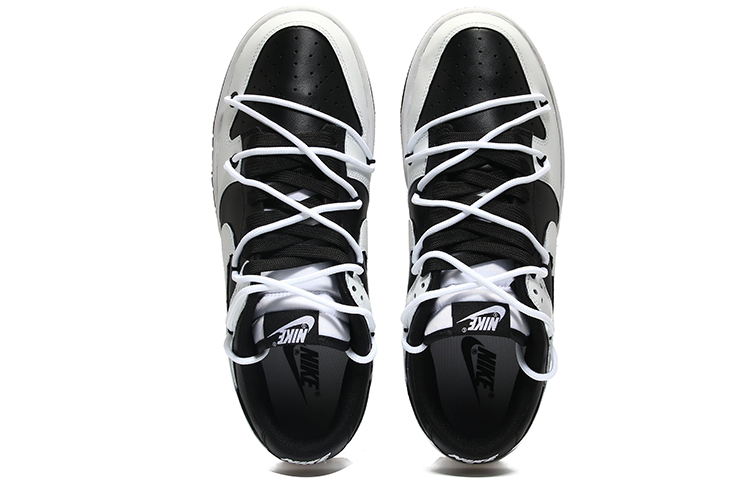 Shop [Sepatu Kustom] Nike Dunk Low 'Black Reverse' DD1503-101(Team10-打孔反转男女黑白QD)