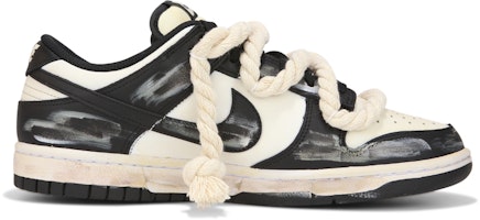 【訂製球鞋】 Nike Dunk Low 麻繩綁帶 氧化做舊 高街 休閒 低幫 板鞋 男款 黑色 Order 【訂製球鞋】 Nike Dunk Low 麻繩綁帶 氧化做舊 高街 休閒 低幫 板鞋 男款 黑色
