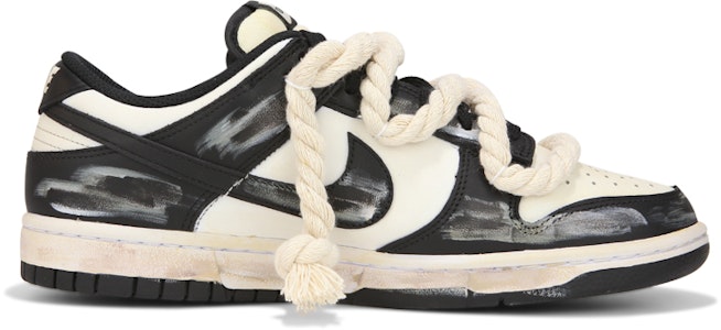 【訂製球鞋】 Nike Dunk Low 麻繩綁帶 氧化做舊 高街 休閒 低幫 板鞋 男款 黑色 Order 【訂製球鞋】 Nike Dunk Low 麻繩綁帶 氧化做舊 高街 休閒 低幫 板鞋 男款 黑色
