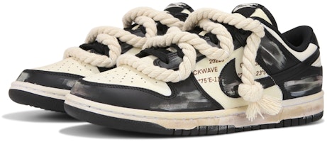 【訂製球鞋】 Nike Dunk Low 麻繩綁帶 氧化做舊 高街 休閒 低幫 板鞋 男款 黑色 Lookbook 【訂製球鞋】 Nike Dunk Low 麻繩綁帶 氧化做舊 高街 休閒 低幫 板鞋 男款 黑色